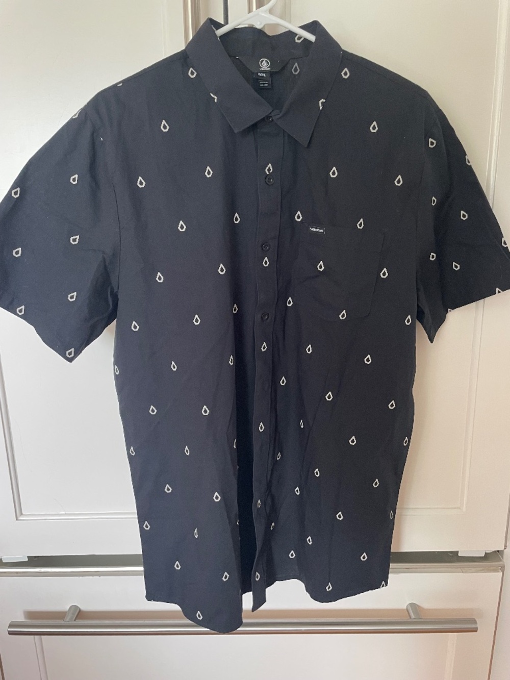 Volcom Shirt Mens Large Button Up Navy Woven Stone